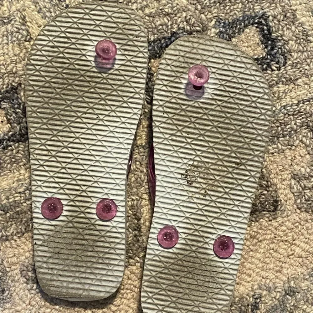 Girls flamingo flip flops with glittery strap